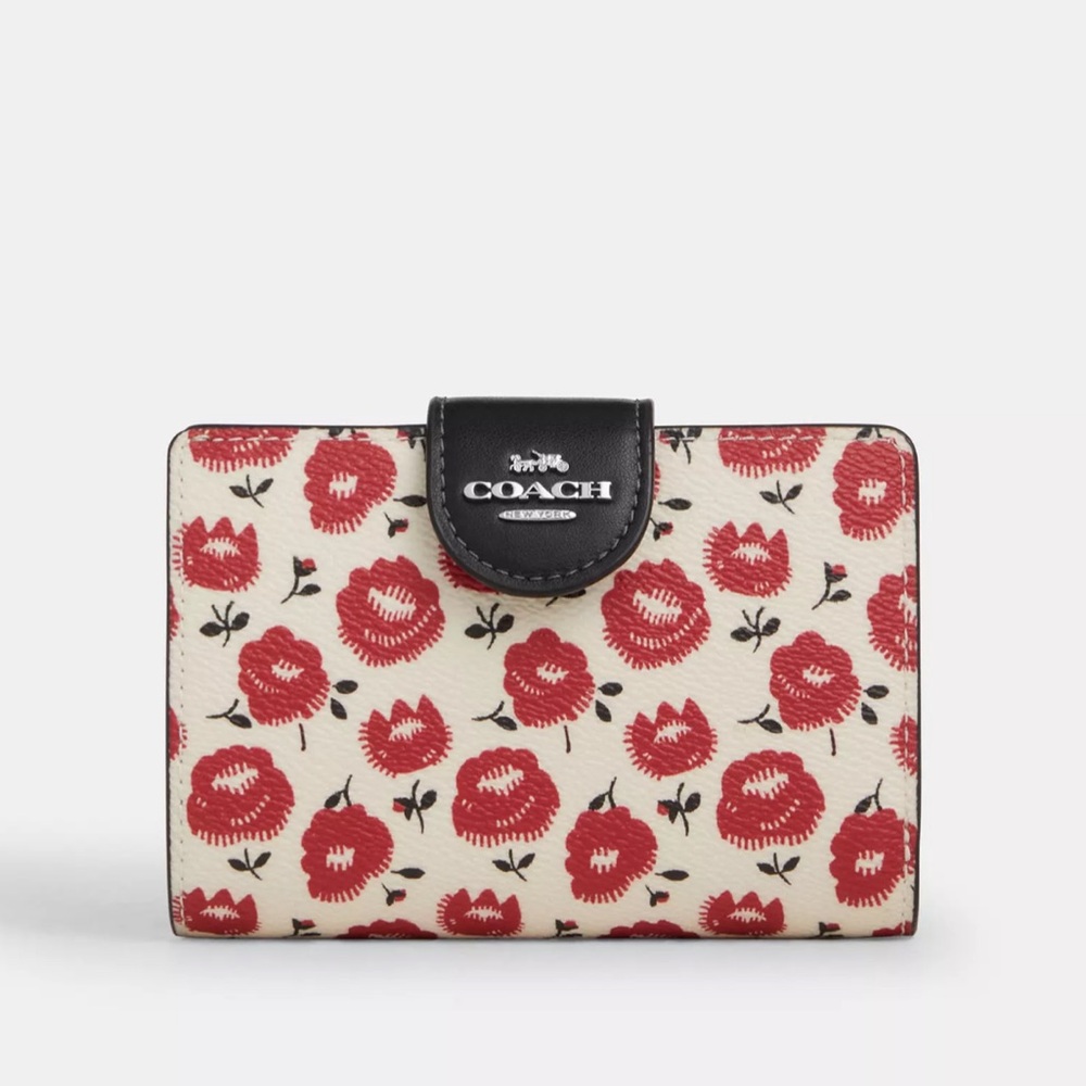 Coach Medium Corner Zip Wallet With Floral Print